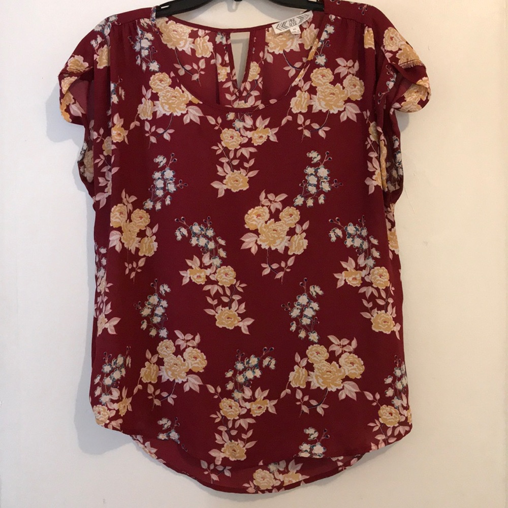 Pink Rose High-Low Floral Blouse